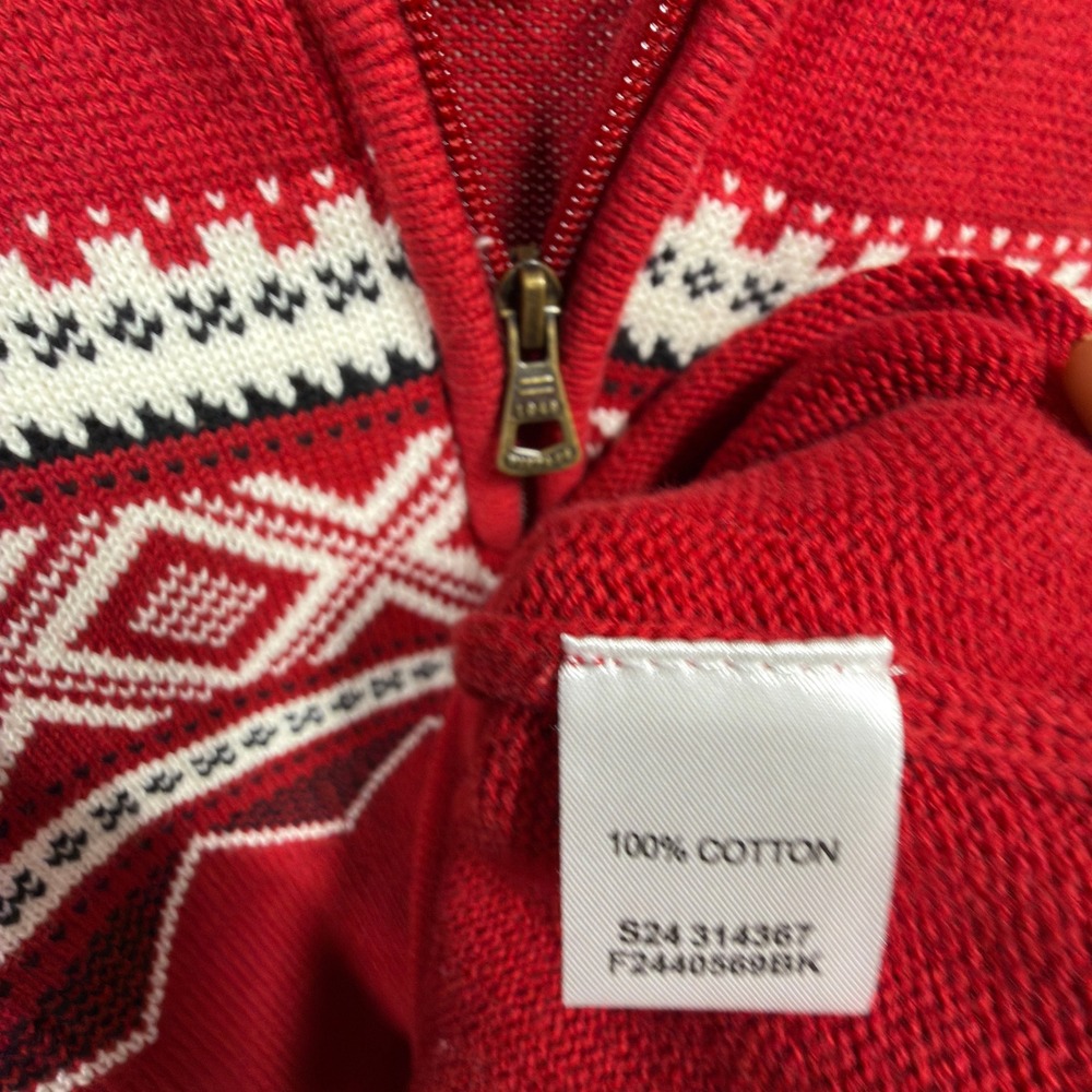Weatherproof Vintage Sweater M Mens Holiday Fair Isle Quarter Zip Red - Picture 5 of 5